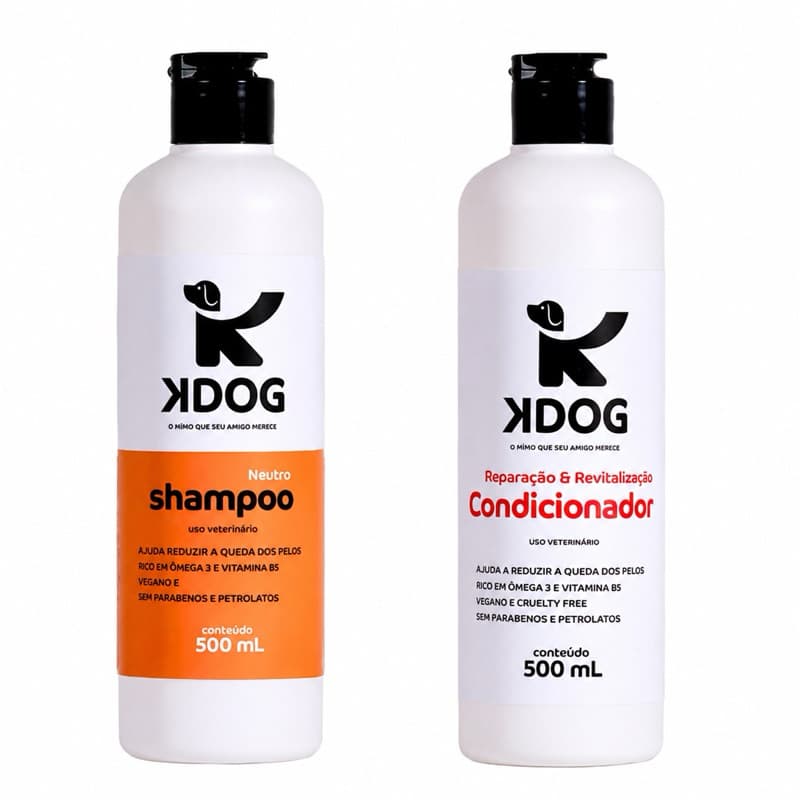 Kit Shampoo + Condicionador KDog 500ml | Higiene e Cuidados com os Pelos | Cães