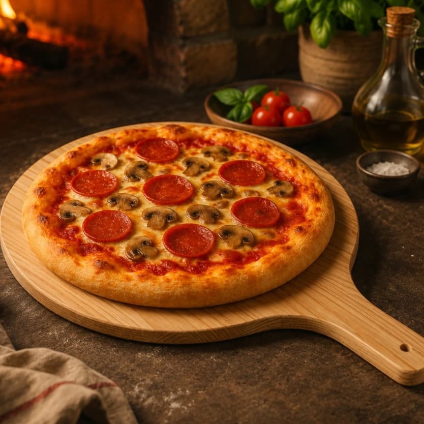 Tábua de Montagem para Pizza Madeira Pá Com Cabo Massas Cozinha