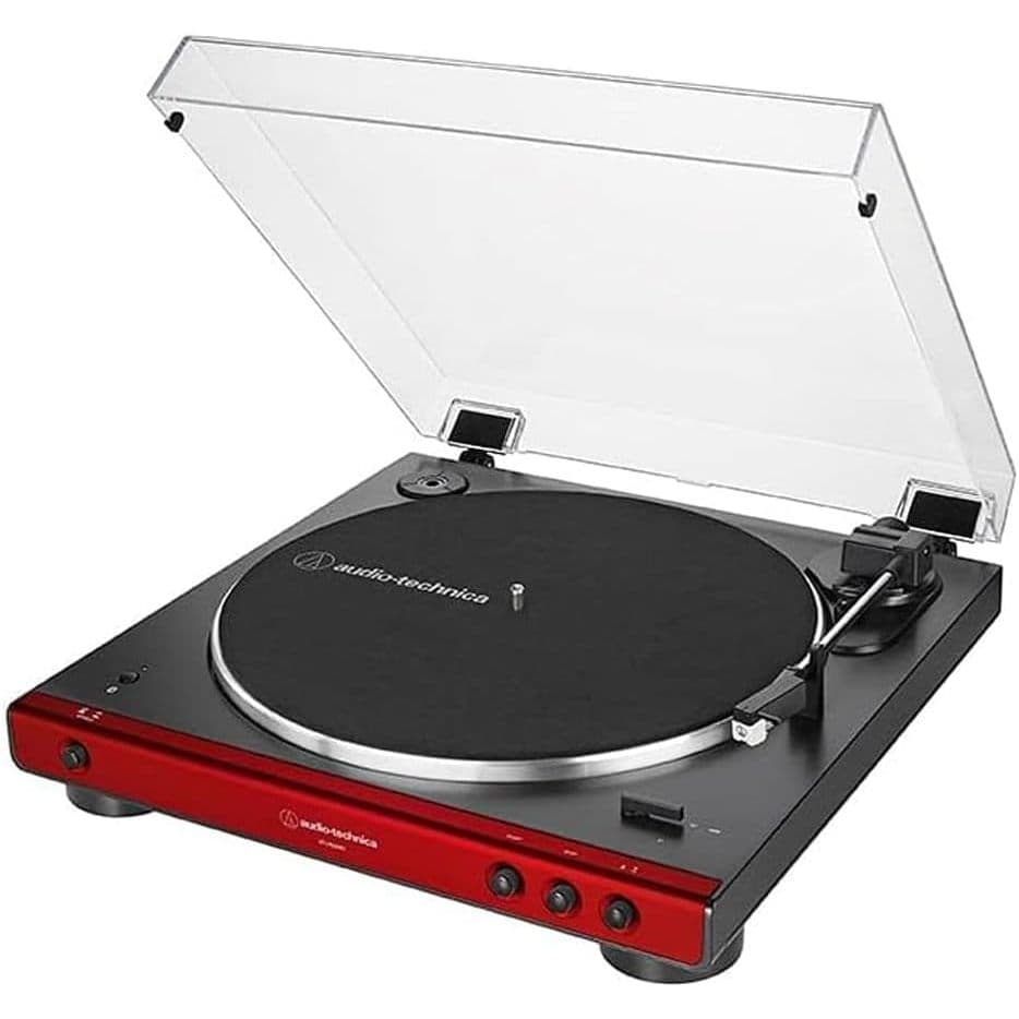 Toca-Discos Audio-Technica Sem Fio com acionamento automático por correia (Belt-Drive) AT-LP60XBT-RD VERMELHO
