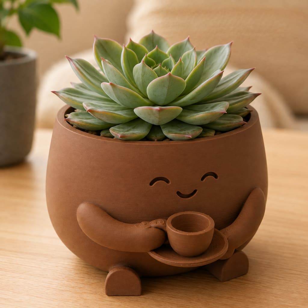 Mini Vaso Decorativo de Suculentas com Afeições | Vasinho Decorativo para Plantas Pequenas e de Cactos