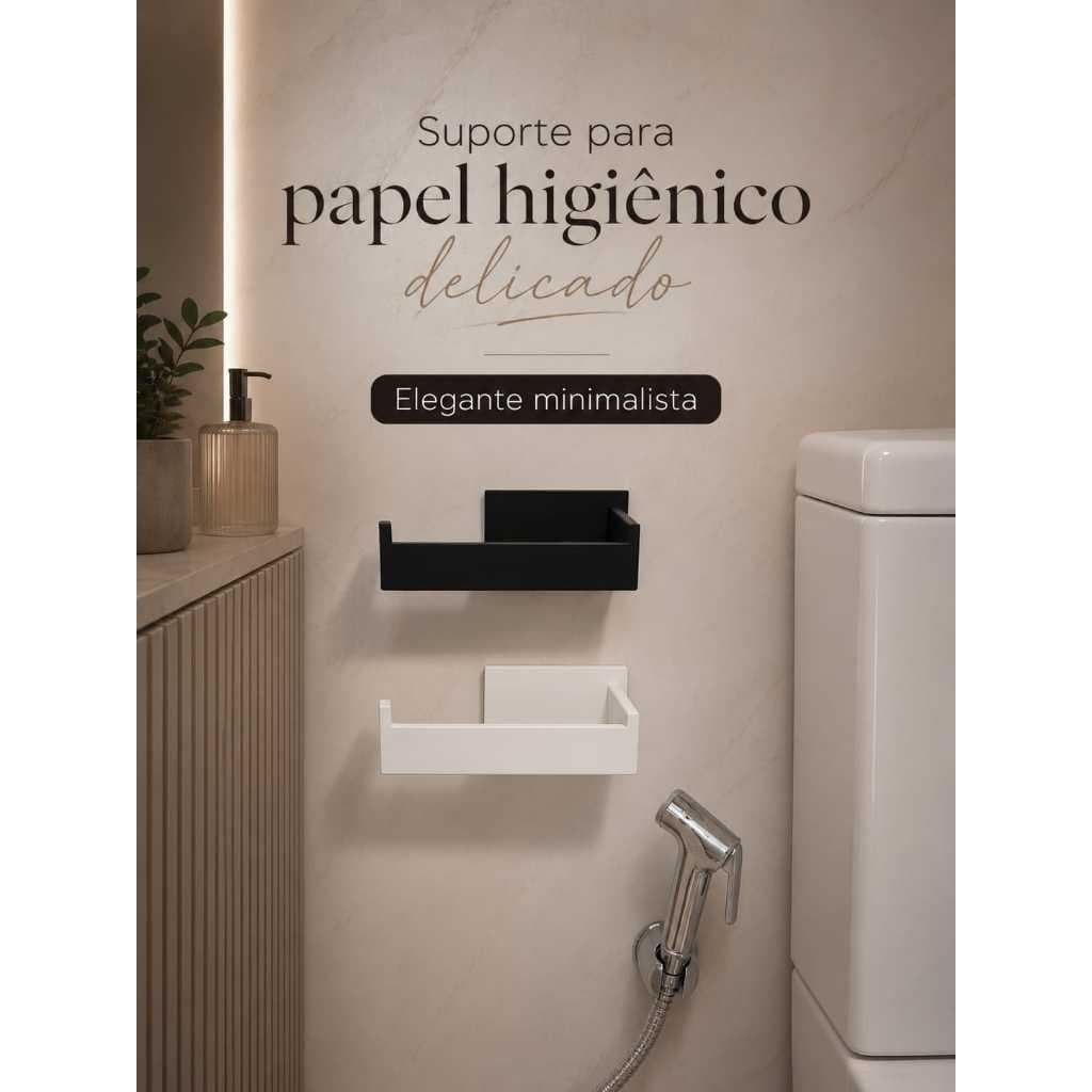 Suporte Papel Higiênico Adesivo Acessório para Banheiro Organizador Sem Furo Dupla Face
