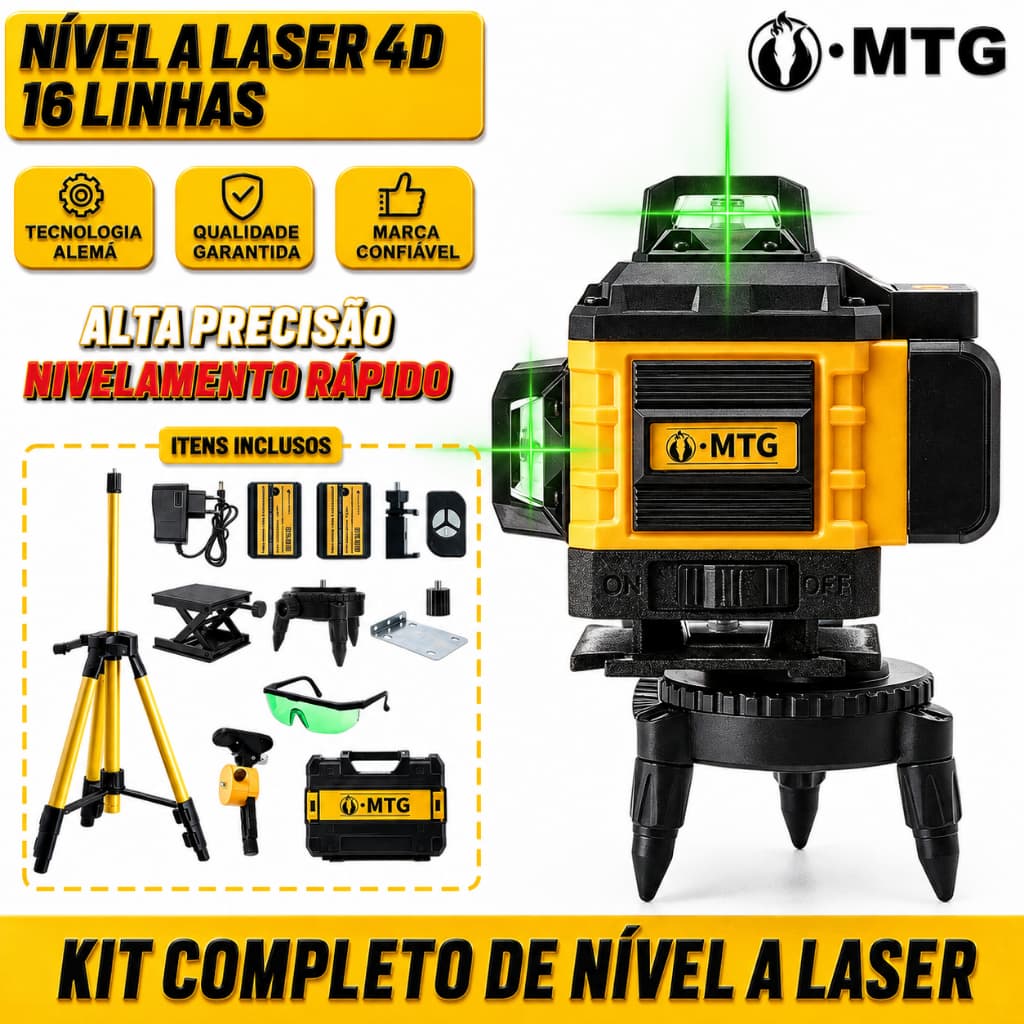 Nível Laser Recarregável 16 Linhas Verde Profissional 3d Autonivelante Com Controle 360 4d
