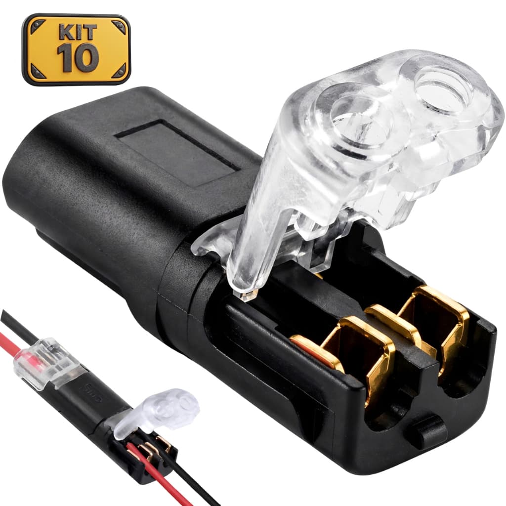 Conector Elétrico D2 Emenda 2 Vias 18-22 AWG Automotivo Led Sem Decapar Sem Solda