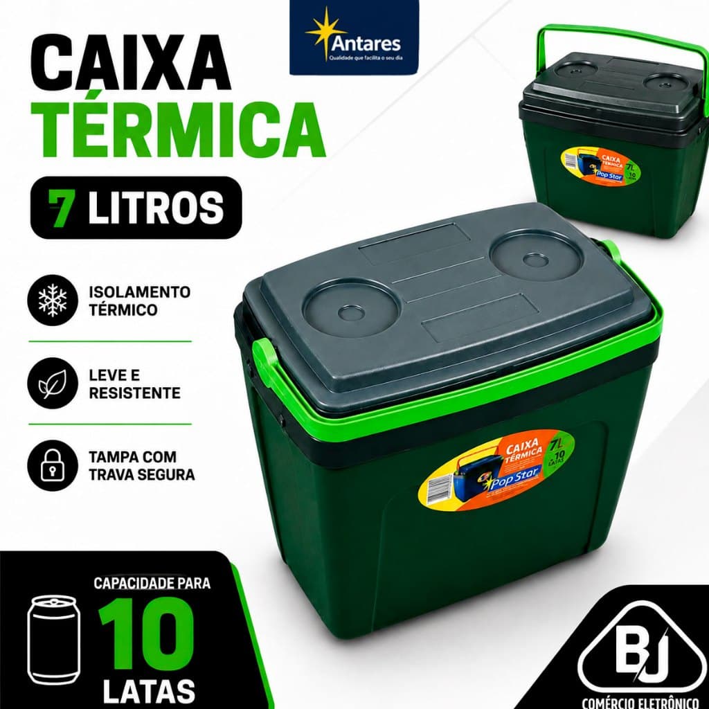 Caixa Térmica Cooler 7 Litros 10 Latas | Pequena Portátil | Resistente | Conservador Térmico Praia