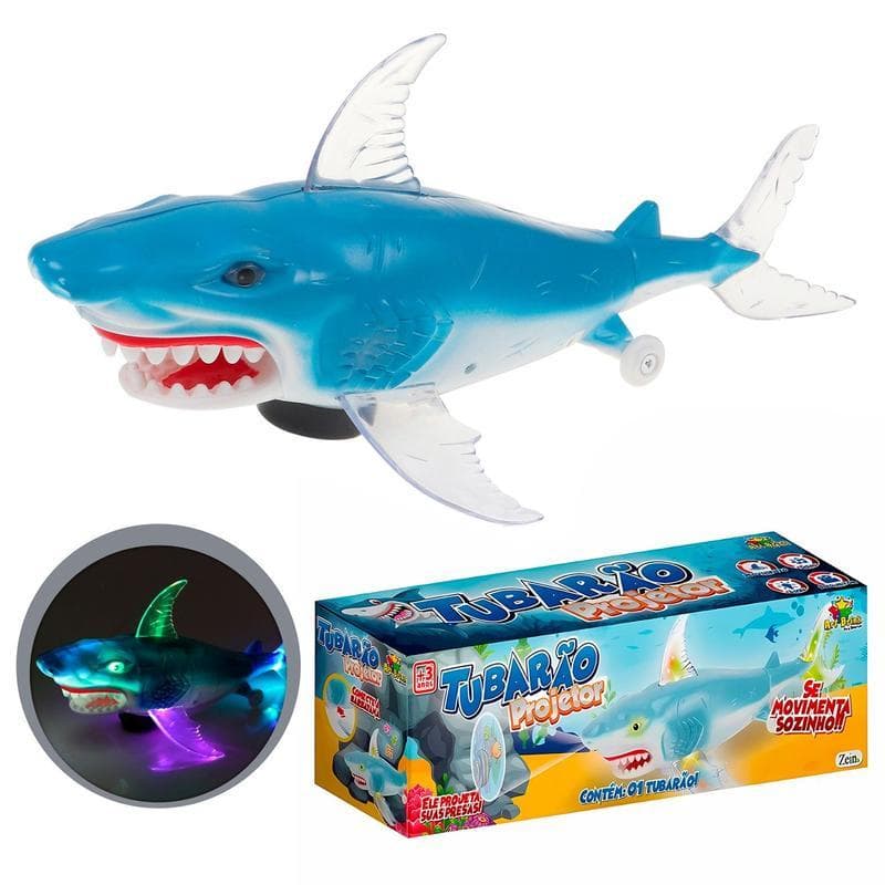 Tubarão Projetor Infantil com Luz Som Movimento Projeta Imagens Brinquedo Interativo +3 Anos