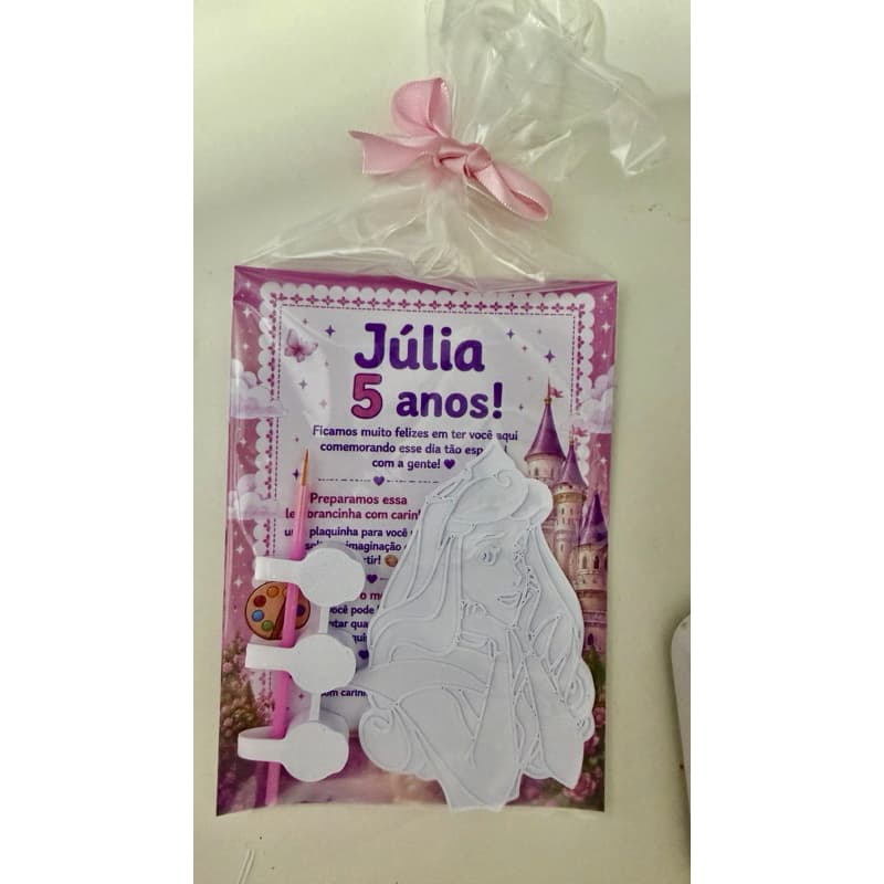 kit Placa 3D Para Colorir Bela Adormecida Infantil Reutilizável Personagens | lembrancinha