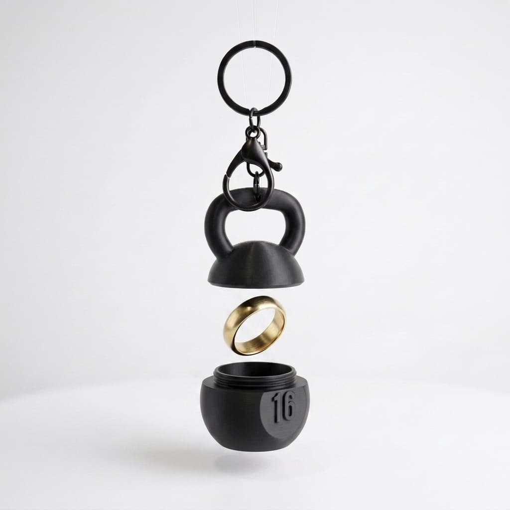 Porta Anel Aliança Chaveiro Kettlebell Academia Crossfit Musculação Presente