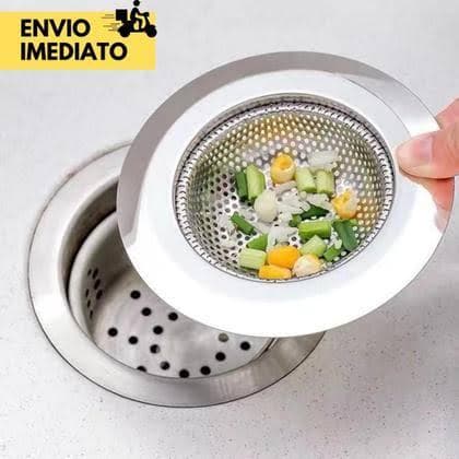 KIT Ralo Para Pia Cozinha 9cm Aço Inox com borda Anti Entupimento Resistente e Fácil de Limpar