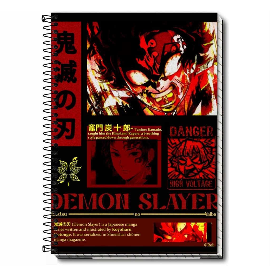 Caderno Demon Slayer Personalizado | Capa Dura Premium com Espiral | 1, 10, 15 ou 20 Matérias | Para Escola ou Faculdade