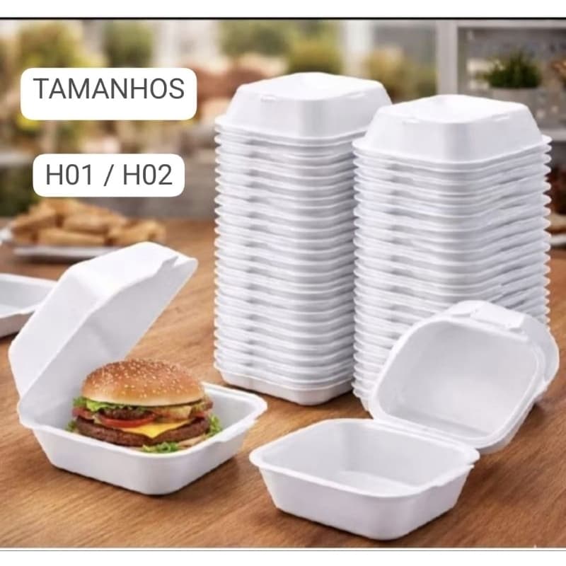 Hamburgueira H-02 E H-01 Isopor Embalagens Para Hamburgues Salada Batatas Frita Lanches Ideal Para Deliverys..