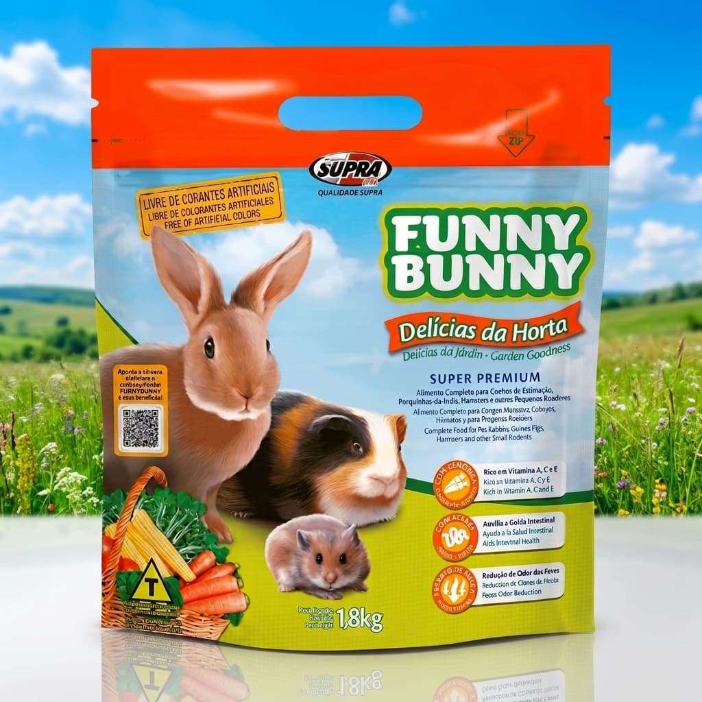 Ração Funny Bunny Delícias Da Horta 1,8kg Supra Para Coelhos Roedores
