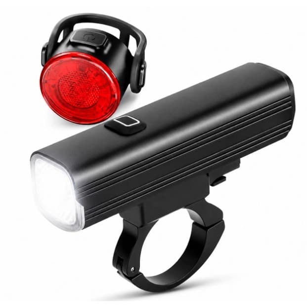 Kit Farol e Lanterna Traseira de LED para Bicicleta Recarregável USB