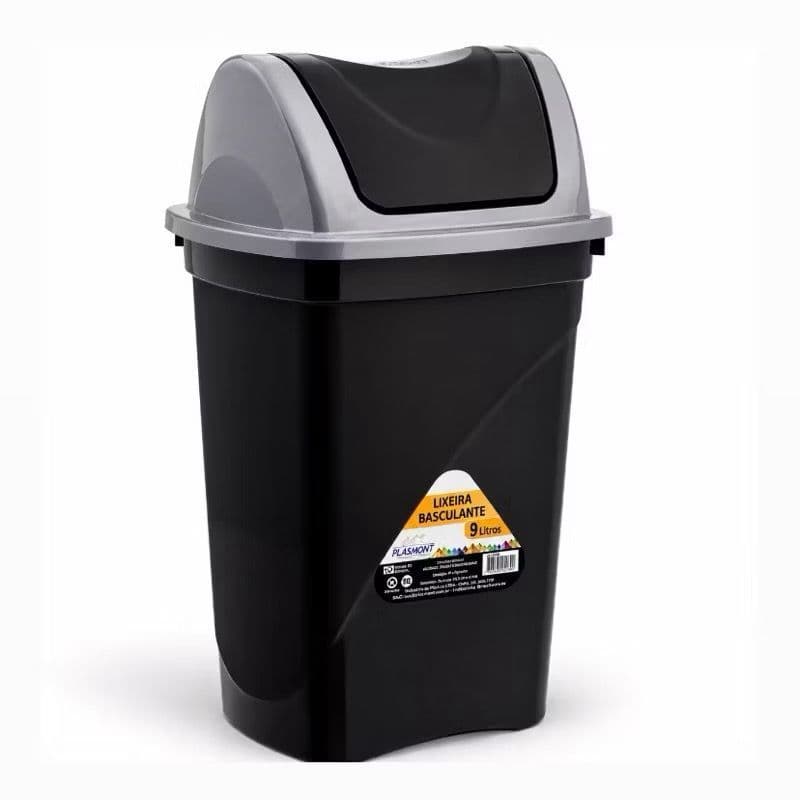 Lixeira Basculante 9 Litros com Tampa | Cesto de Lixo para Banheiro Cozinha Escritório | Compacta e Prática
