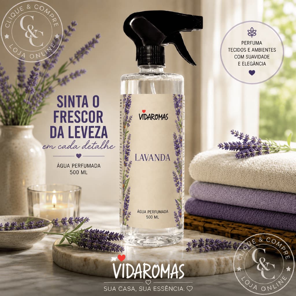 Aromatizador Água Perfumada Vidaromas 500ml – Frescor e Perfume Duradouro