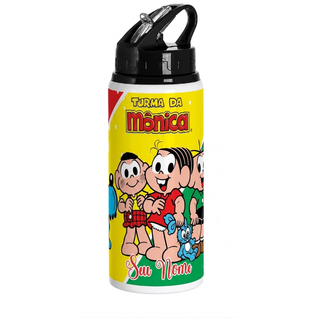 Garrafa Alumínio 600ml Personalizada Com Nome Turma Da Mônica