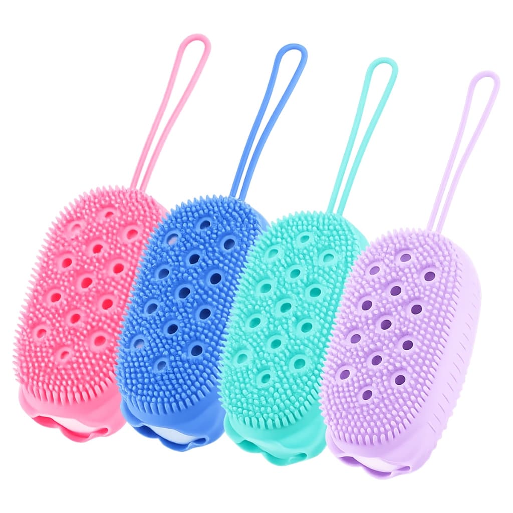 Bucha Esponja Banho Silicone Esfoliante Corporal Suave Limpeza da Pele Cor Aleatória