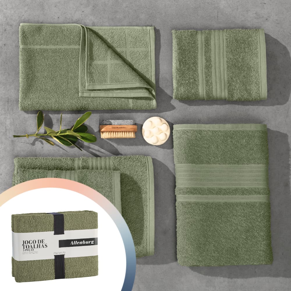 Kit 5 peças Toalha Altenburg Banho + Rosto + Piso - Jogo de Toalhas 5 peças 100% Algodão Tóquio G3