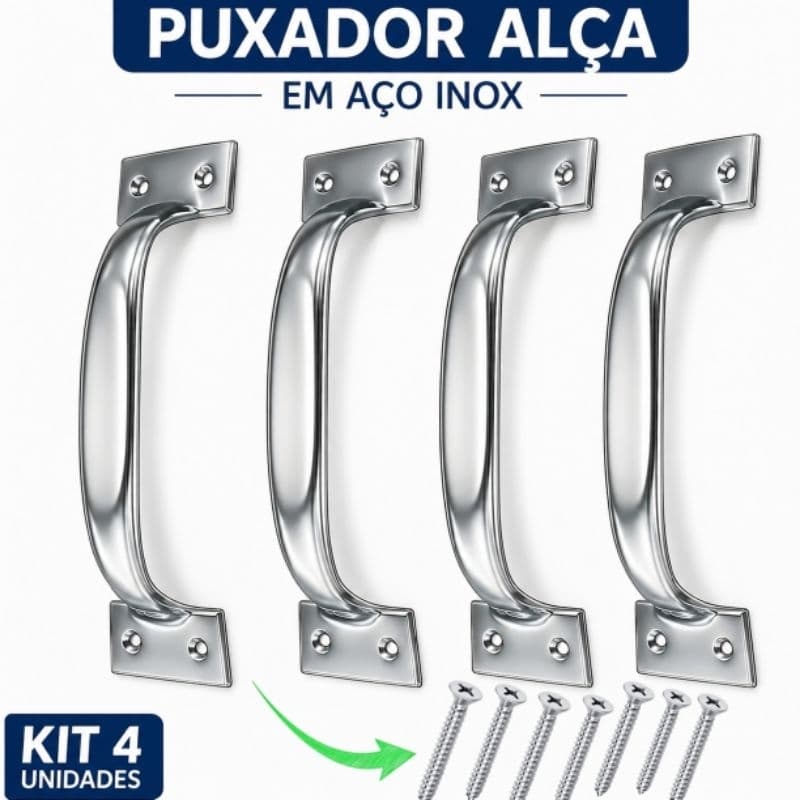 Kit Puxador Alça De Metal Cromado Para Gavetas Moveis Portas Armário Com Parafusos