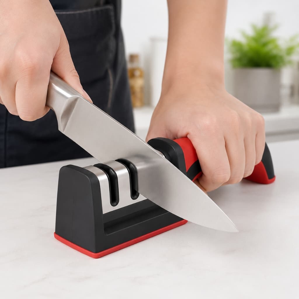 Afiador Amolador De Faca Profissional 3 Estágios Aço Inox Afiação Rápida