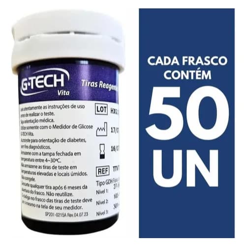 50 Tiras G-Tech Vita Somente o Frasco