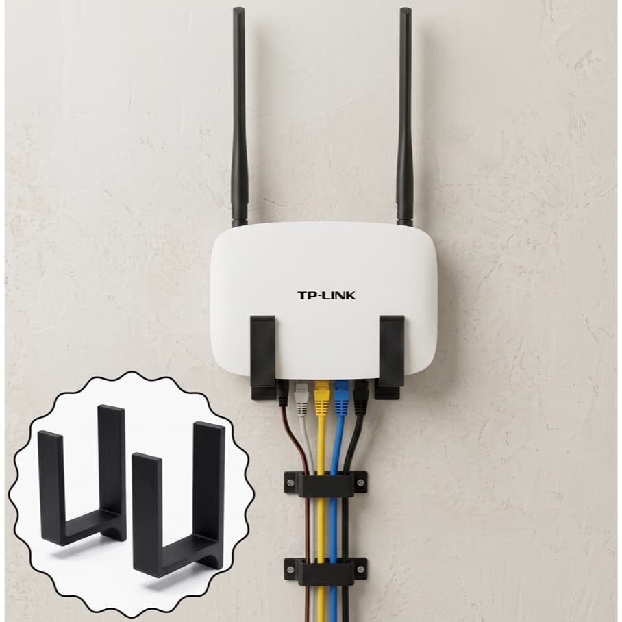 Suporte Parede Roteador Modem Wi-Fi Universal + Organizador Pente De Cabos Fios TPLink Intelbras Ki