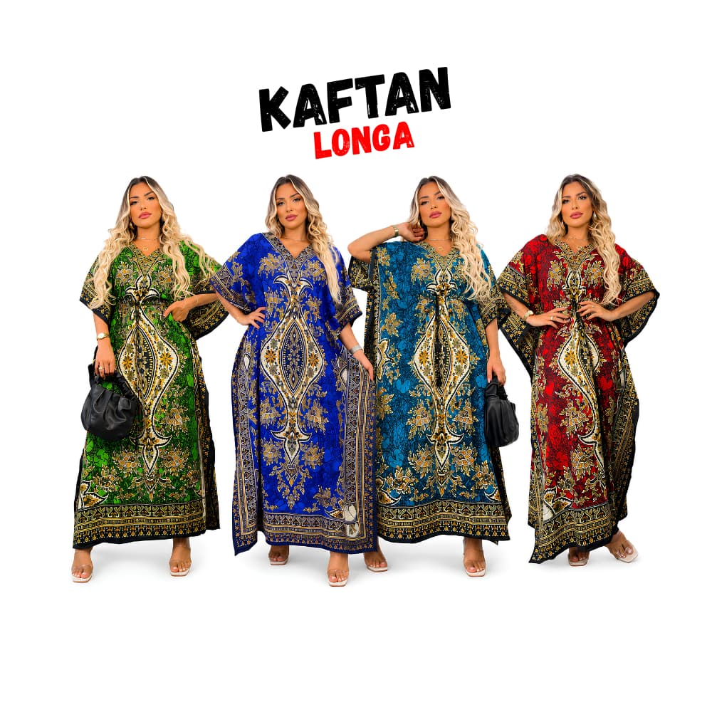 Roupa Kaftan Indiana Longa Moda Praia Feminina Tamanho Unico (36-48)