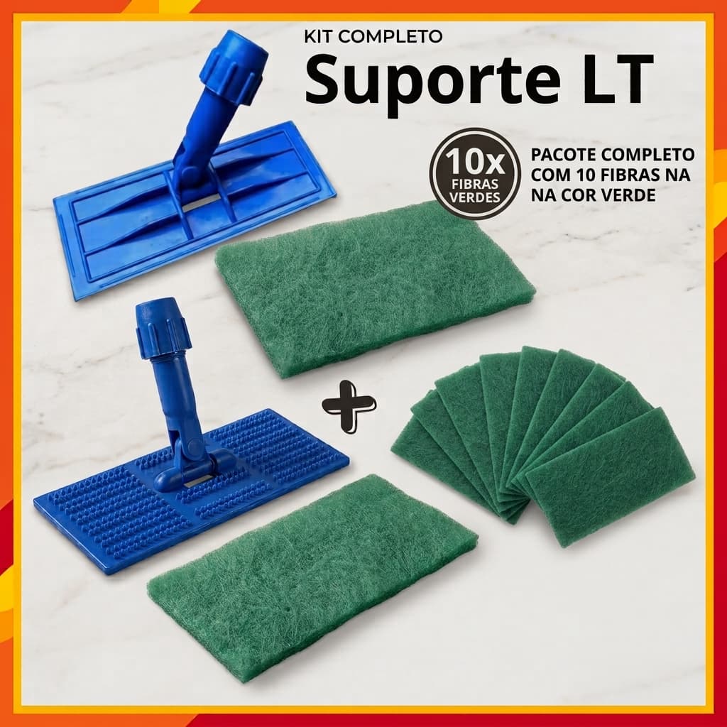 Kit Suporte LT + 10 fibras limpeza Antirisco Limpa Tudo Esfregao Pega Fibra