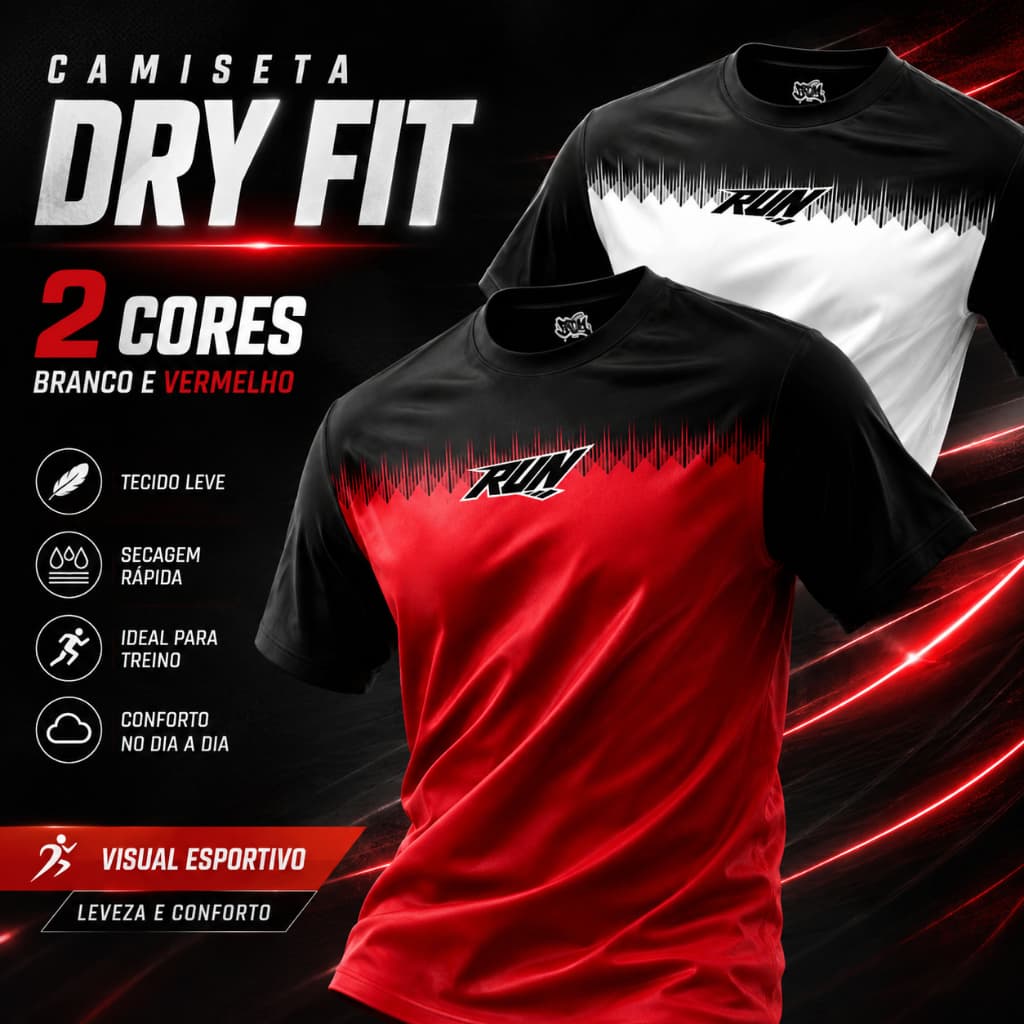 Kit 2 Camiseta Dry Fit Masculina Manga Curta Academia Treino Corrida Crossfit Musculação