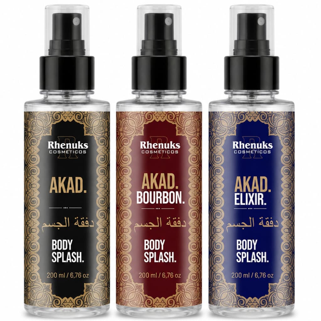 Kit 3 Body Splash Masculino Rhenuks Akad Perfume Árabe Premium 200ml