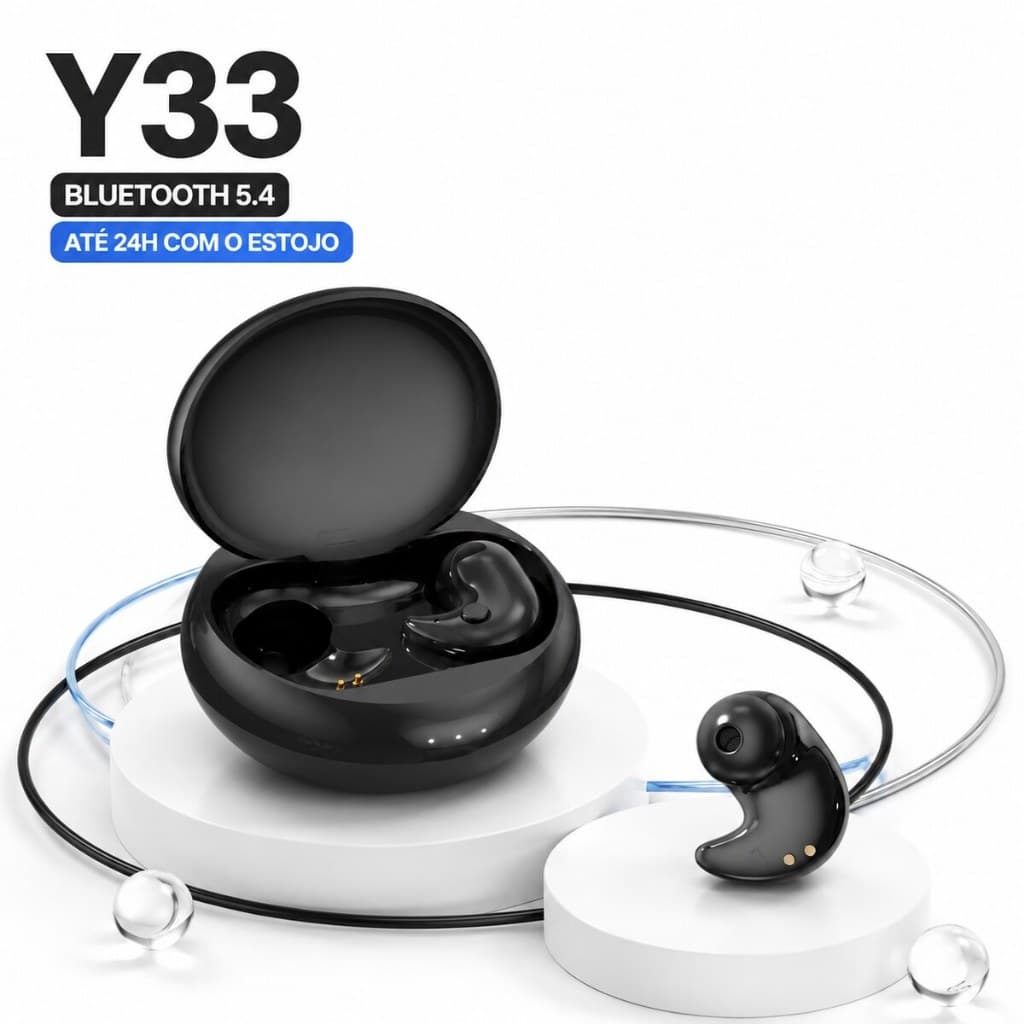 Fones de Ouvido Y33 Bluetooth Sem Fio - Dormir e Escritório, Compatível com Android/iOS