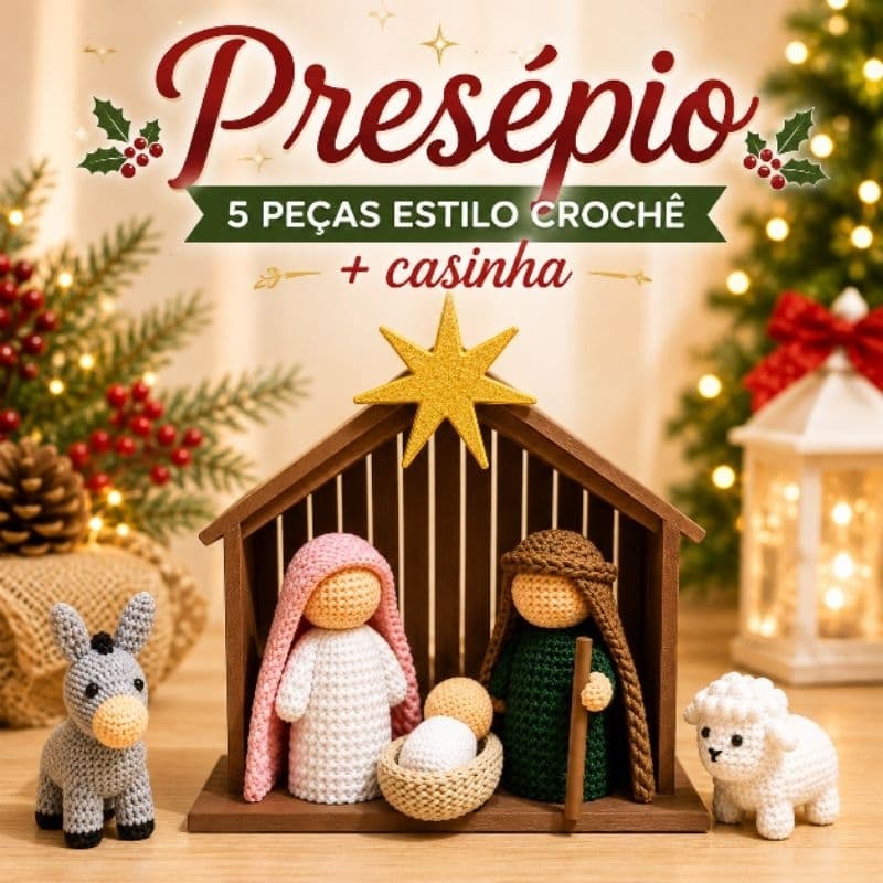 Presépio 5 peças mais casinha decoração de natal enfeite natalino