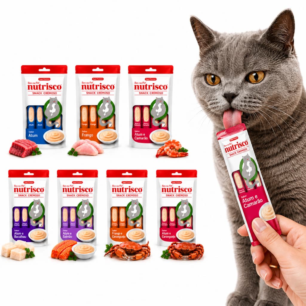Petisco para Gatos Snarck Cremoso Nutrisco Sachê Atum Frango Salmão