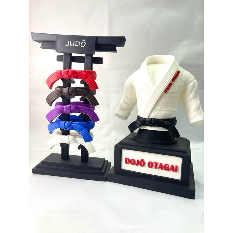 Troféu Kimono Personalizado 20cm Jiu Jitsu Judô Torre Faixas