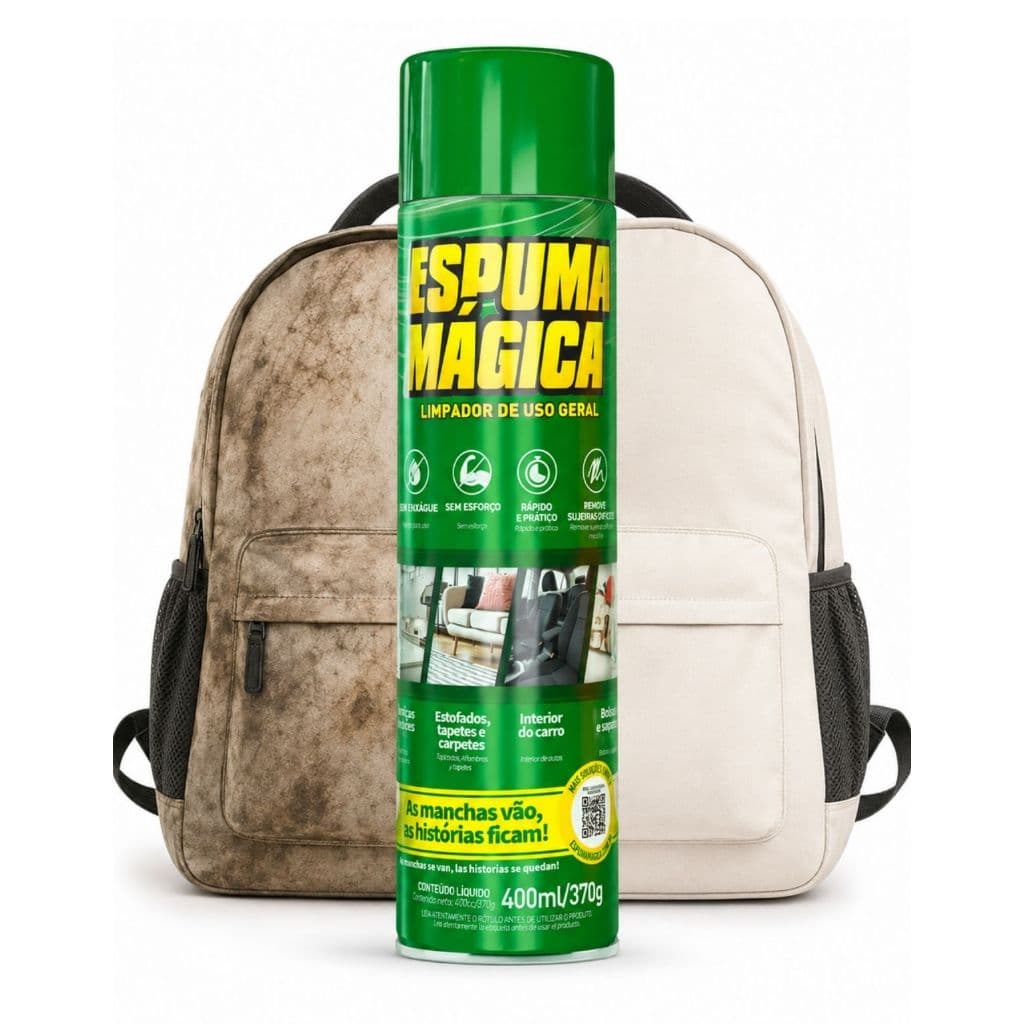 Produto Para Limpar Mochila Tênis Bolsa Estofado 400ml Limpador Multiuso