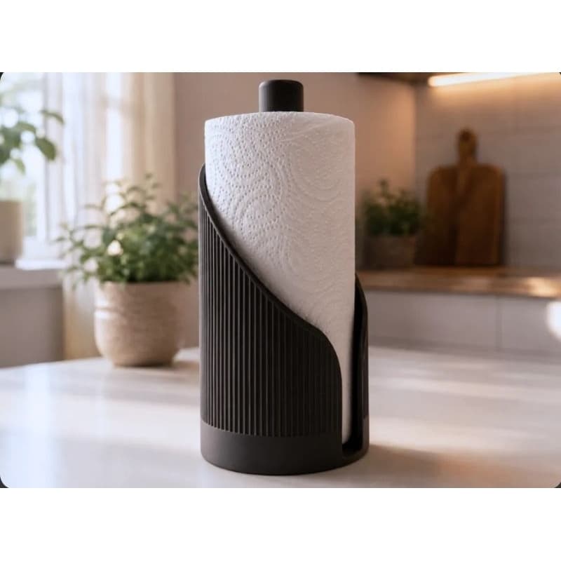 Suporte Papel Toalha Japandi Cozinha Alto Padrão – Porta Rolo Grande até 155mm com Alça – Organizador Premium