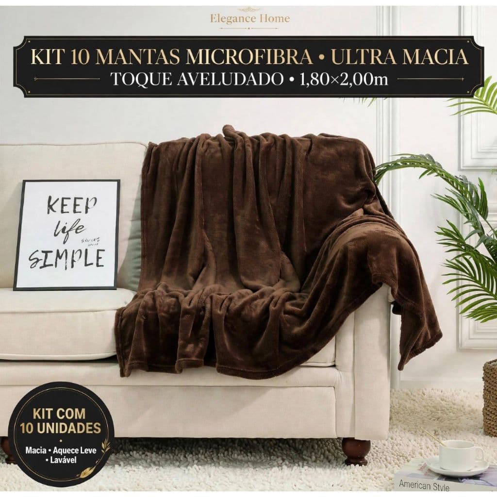 Kit 10 Mantas Casal Fleece 2,00 x 1,80 mt