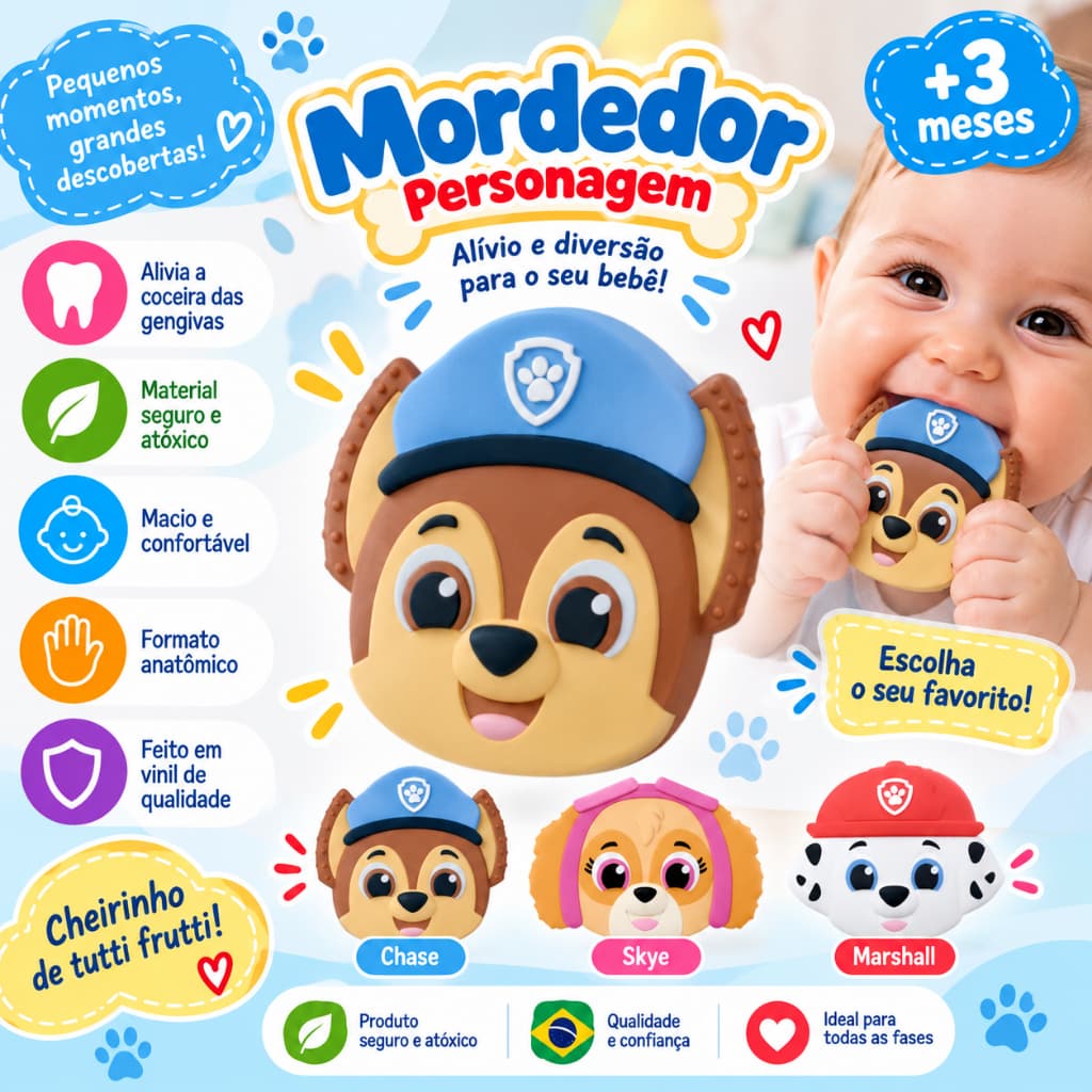 Mordedor Patrulha Canina – Macio, Premium e com Textura Massageadora
