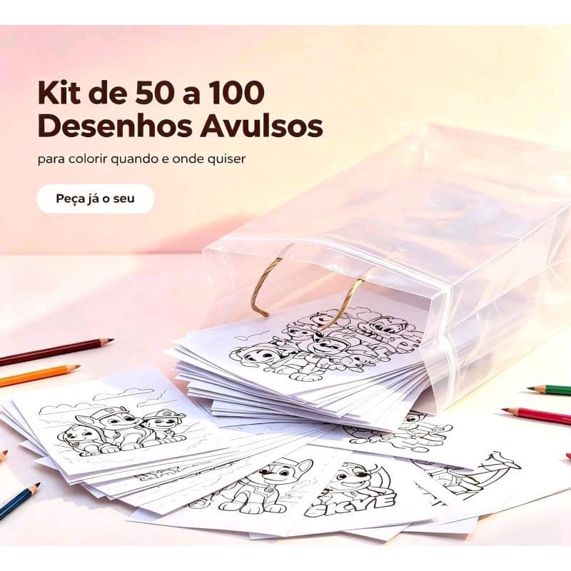 Kit 50 a 100 Desenhos Para Colorir Avulso Lembrancinhas Animais Infantil Educativas Crianças Pinturas