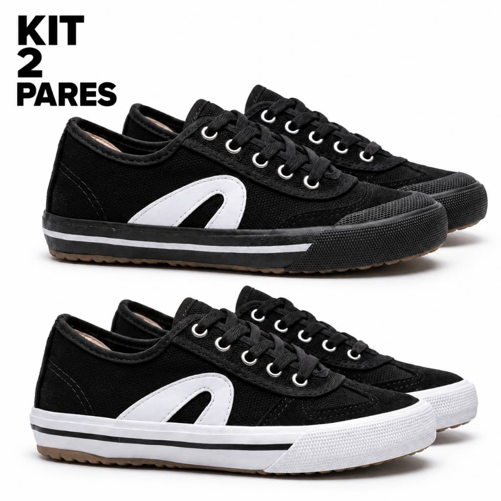 Kit 2 Tênis Esportivo Chuteira Costurado Unissex Futsal Futebol Salão Quadra Confortável