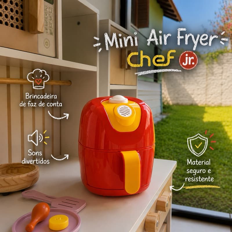 Air Fryer Chef Jr com Som e Luz para Cozinha Infantil -  Educativo com Efeitos de Luz e Som para Brincadeira de Cozinhar