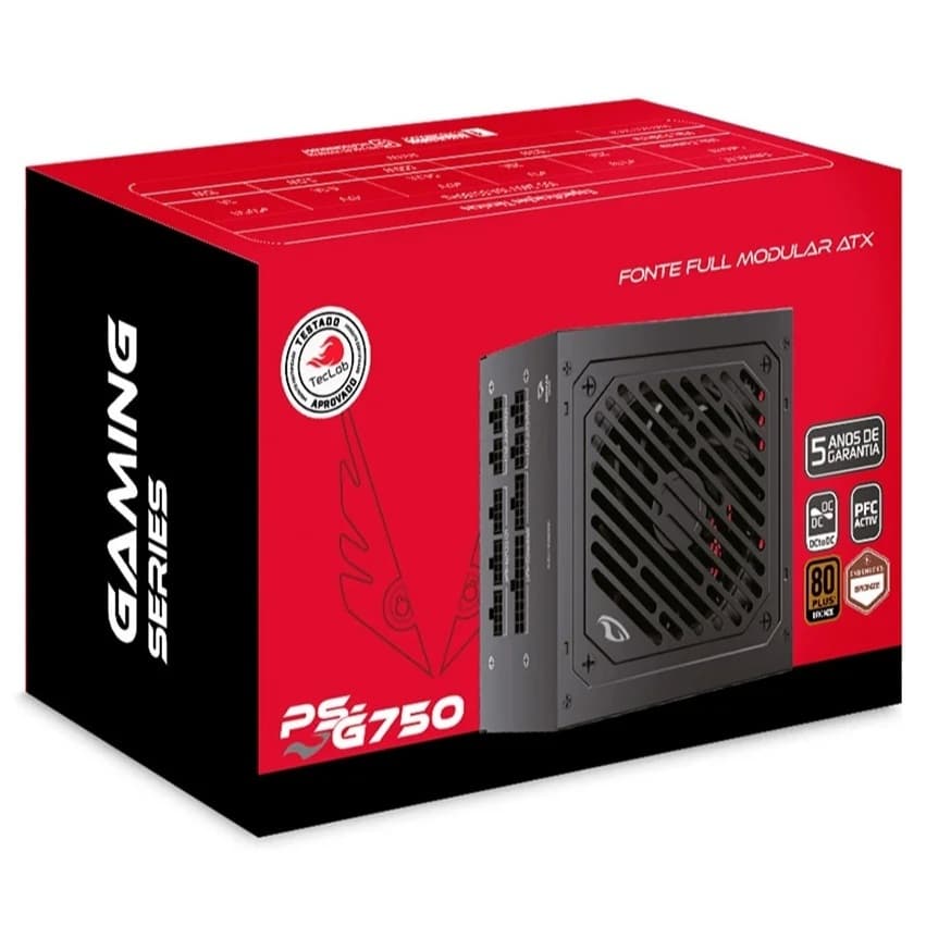 FONTE DE ALIMENTAÇÃO ATX 750W FULL MODULAR PS-G750 TECLAB C3TECH