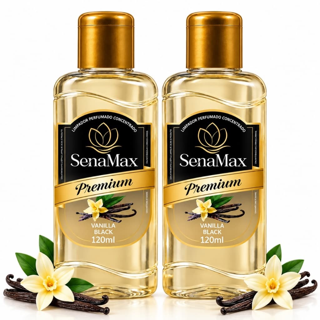 Kit 2 Limpador Perfumado Concentrado SenaMax Premium Vanilla Black 120ml Aroma para Casa