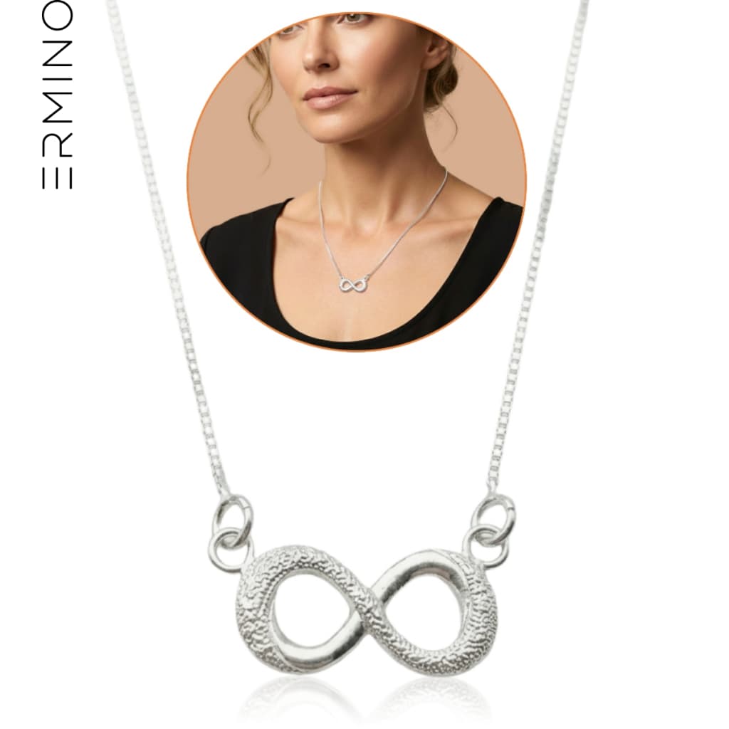 Colar Pingente De Infinito Prata 925 Feminino 45cm Corrente Amor Joia Para Mulher Presente Elegante