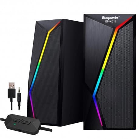 SPEAKER PARA PC ECOPOWER EP-K011 / LED RGB / GAMER SOUND 2.0