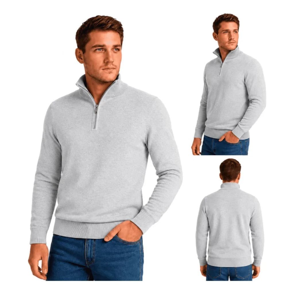 Suéter Masculino de Gola Alta com Zíper Qualidade Premium - Premium