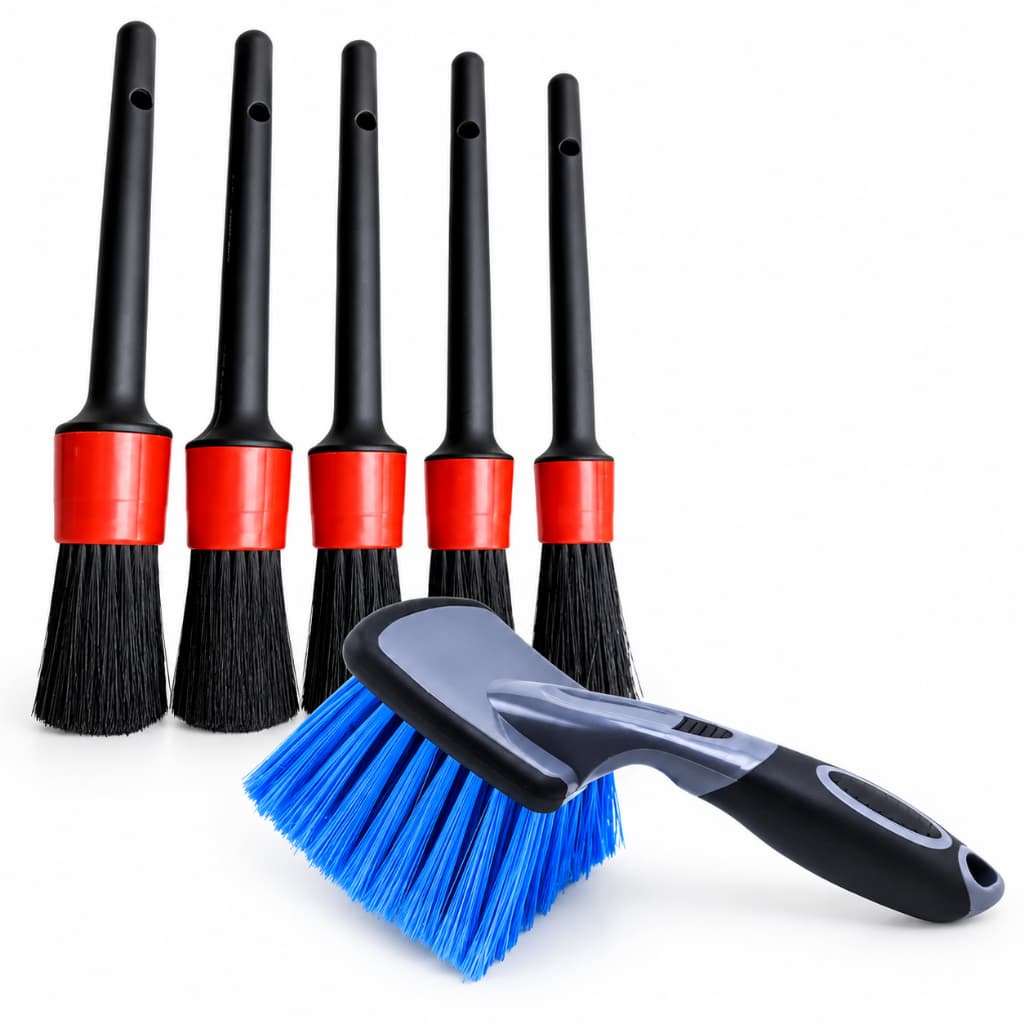 KIT 5 Pinceis Automotivo + Escova Caixa de Roda Carro Moto Automotivo