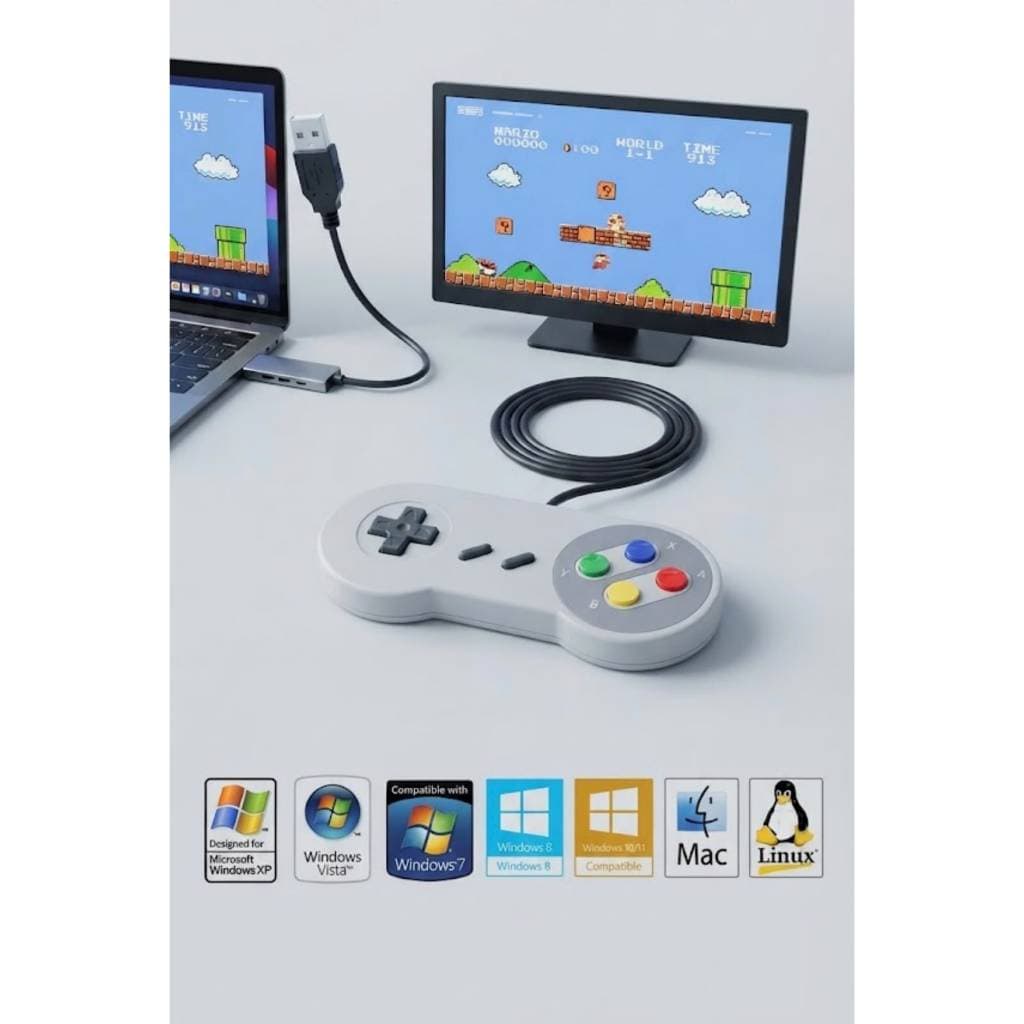 Controle Joystick Super Nintendo Snes Usb Jogos Emulador Pc gamer qualidade