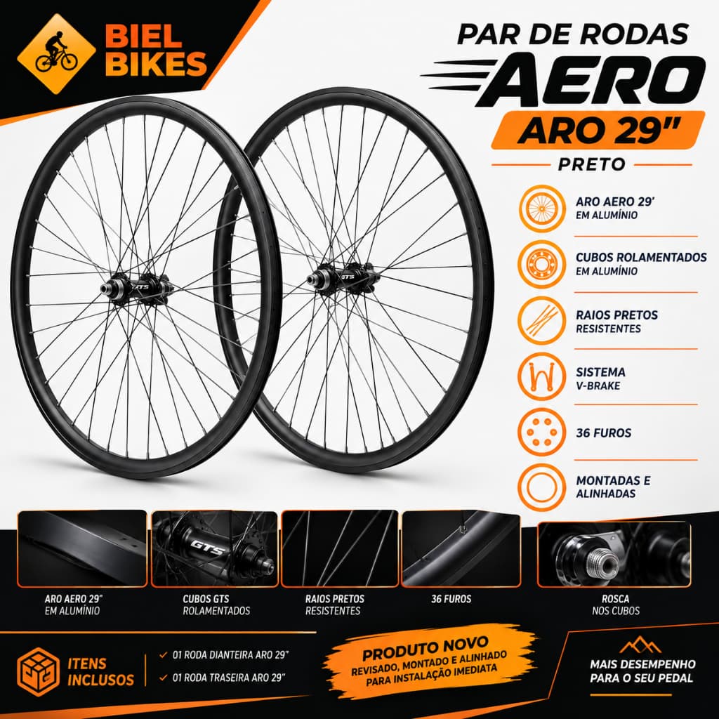 Roda Aero 29 Montada e Alinhada Dianteira e Traseira