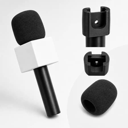 Suporte para Microfone Lapela de Mão Adaptador Com Canopla Para Criadores Gravação Audio Entrevista Reportagem Ruido