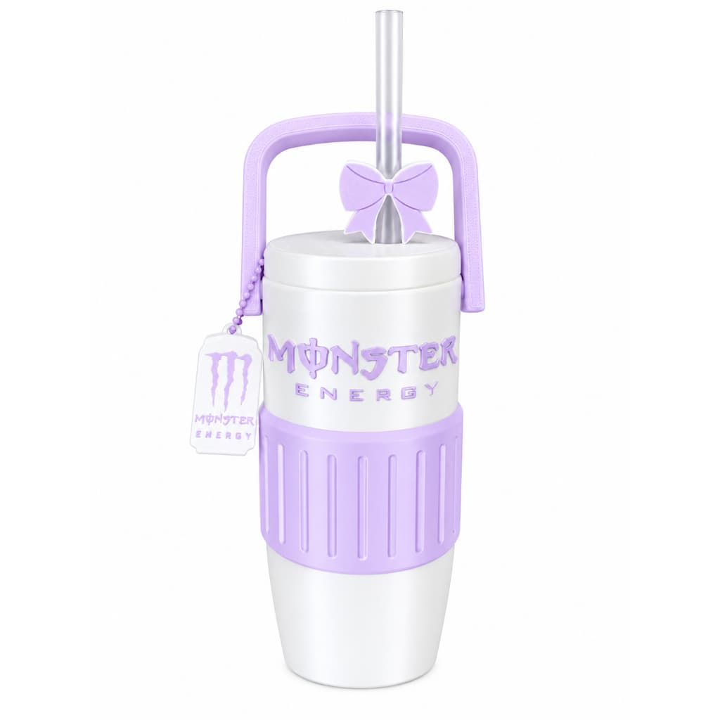 Porta Lata Monster 473ml Com Alça + Canudo + Laço + Abridor | Kit Completo